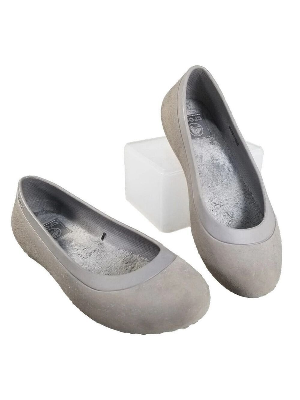 Crocs Mammoth Gray Faux Fur-Lined Ballet Flats Women’s Size 8
